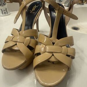 Yves Saint Laurent Tan Patent Heels